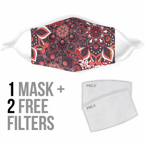 Luxury Mandala Red & Bordeaux Design Protection Face Mask