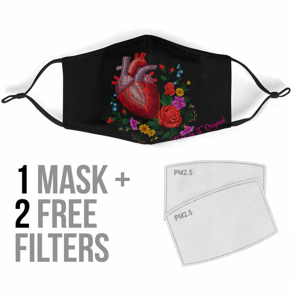 Real Heart & Flowers Design Protection Face Mask