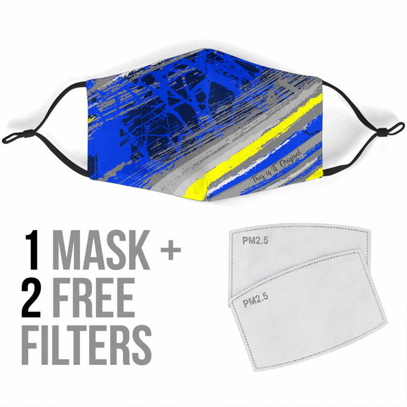 Classic Racing Design Blue & Neon Yellow Protection Face Mask