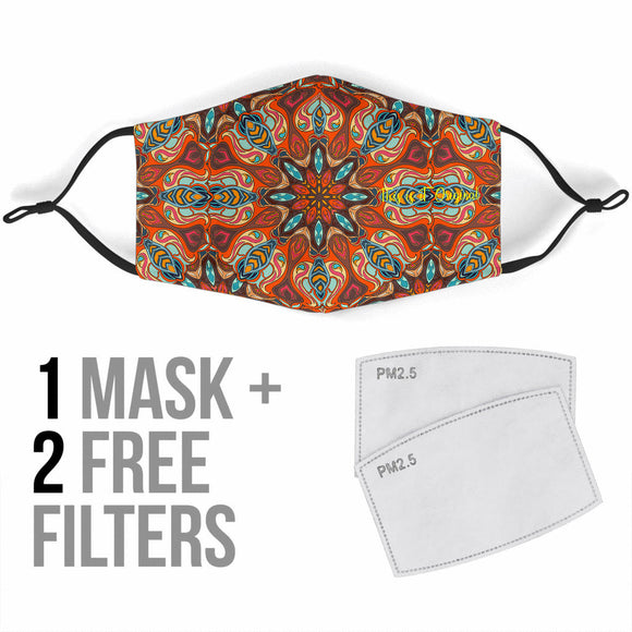 Mandala Design In Special Orange Color Protection Face Mask