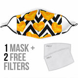 Yellow Heart With Black Stripes Protection Face Mask