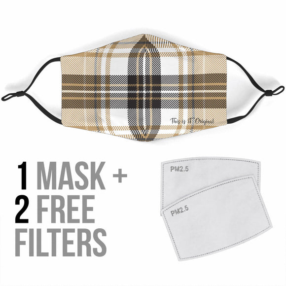 Special Tartan Design Beige & White Protection Face Mask