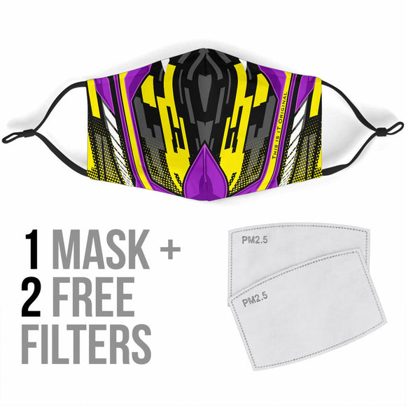 Racing Style Violet & Yellow Special Design Protection Face Mask