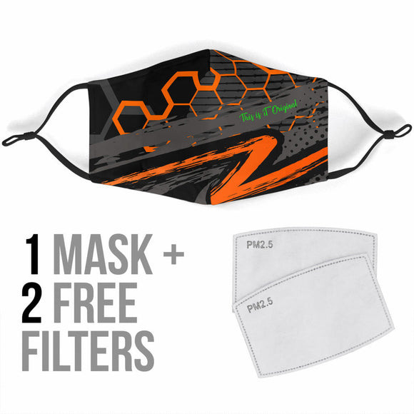 Special Racing Orange Hexagon Design Protection Face Mask