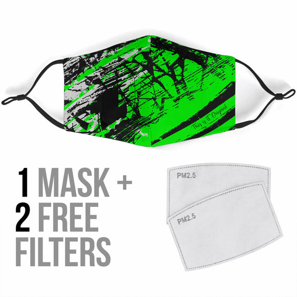 Classic Racing Design Black & Neon Green Protection Face Mask