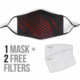 Luxury Red & Black Style With Hexagon Design Special Protection Face Mask
