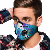Light Blue & Pink Marble Bubble Art Design Premium Protection Face Mask
