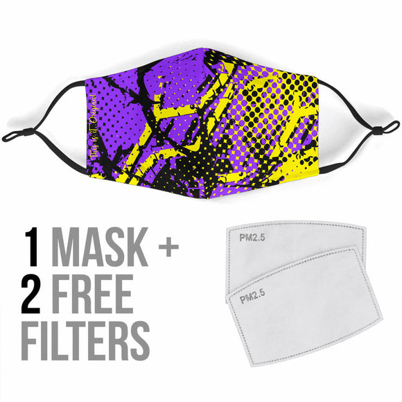 Exclusive Racing Style Violet & Yellow Design Protection Face Mask