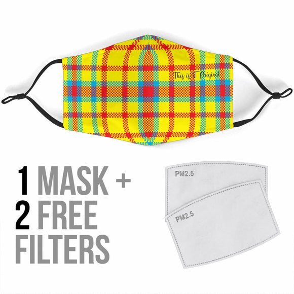 Street Style in Neon Colors Tartan Design Two Protection Face Mask