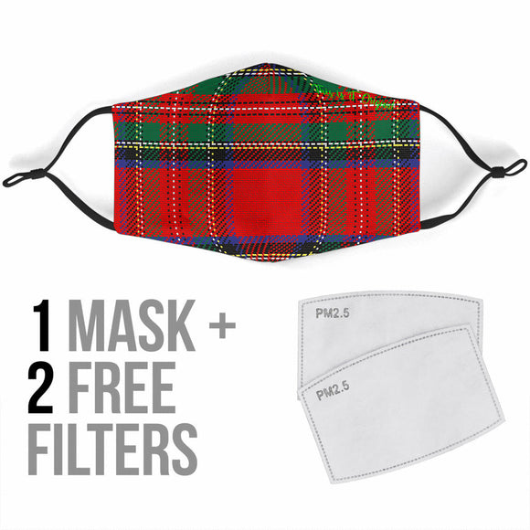 Classic Scottish Tartan Red & Green Protection Face Mask