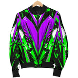 Racing Style Neon Green Splash & Violet Vibes Women's Bomber Jacket