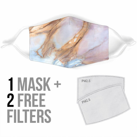 Pink And Light Blue Marble Art Protection Face Mask