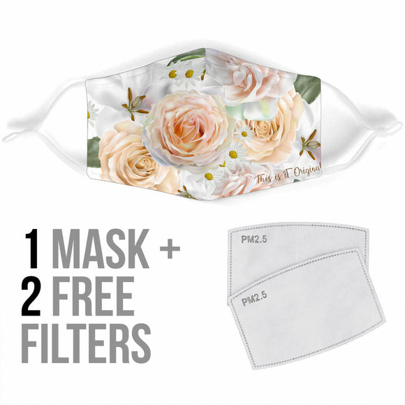 White Perfect Flower Bouquet Protection Face Mask