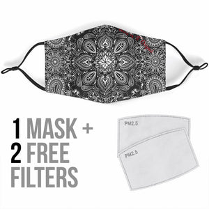 Luxurious Bandana Ornamental Design Black & White Protection Face Mask
