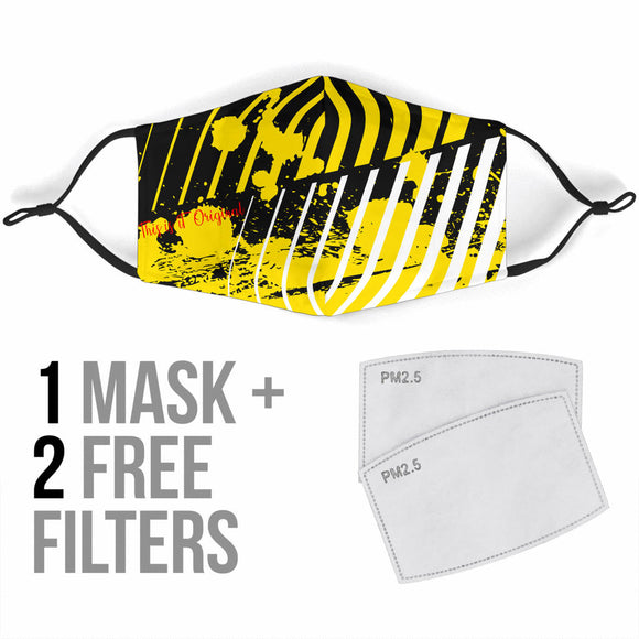Racing Style Black With Yellow Stripes Design Protection Face Mask