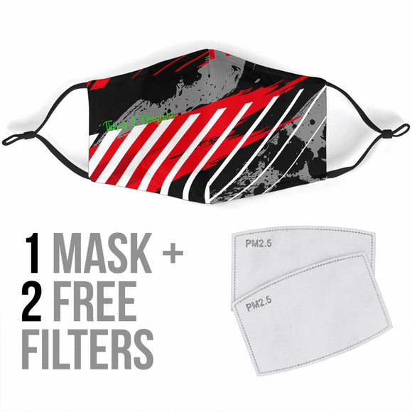 Racing Style Black With White Stripes Design Three Protection Face Mask