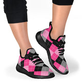 Pink Tartan Mesh Knit Sneakers