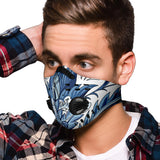 Luxurious Paisley Ornamental Design White & Blue Premium Protection Face Mask