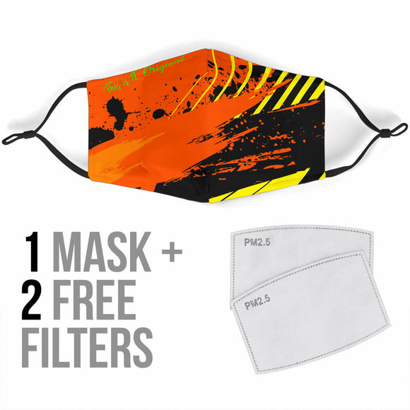 Racing Style Orange & Yellow Stripes One Protection Face Mask