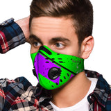 Racing Style Neon Green & Purple Stripes Two Premium Protection Face Mask