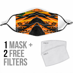 Racing Style Black & Orange Design 1 Protection Face Mask