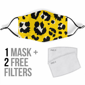Yellow Leopard Style With Black Art Dots Protection Face Mask