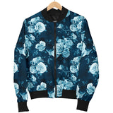 Luxury Blue Floral Lovers Women's Bomber Jacket