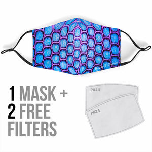Violet & Light Blue Snake Skin Design Protection Face Mask