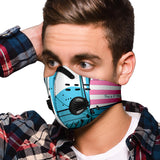 Yacht Design Style in Light Blue & Pink Vibes Premium Protection Face Mask