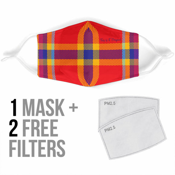 Street Style in Neon Colors Tartan Design Four Protection Face Mask