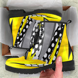 Racing Style Yellow & Grey Unisex Leather Boots