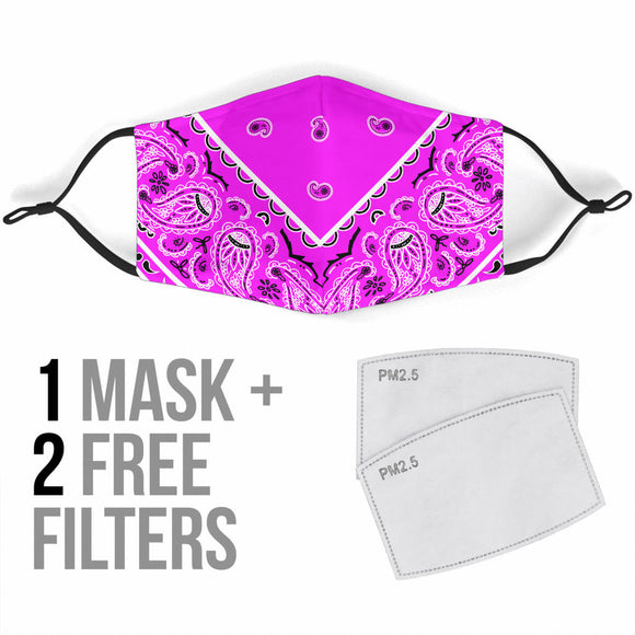 Luxury Perfect Extraordinary Pink and White Bandana Style Protection Face Mask
