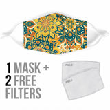 Luxury Mandala Yellow & Blue Design Protection Face Mask