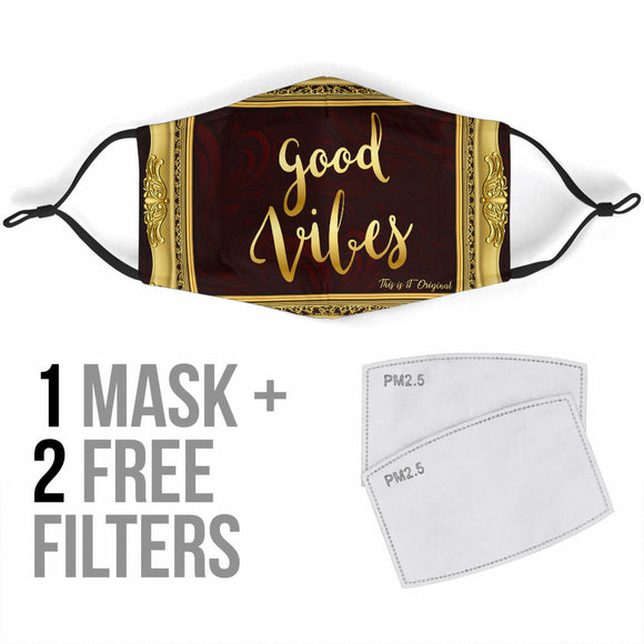Magical Good Vibes In Luxury Gold Frame Protection Face Mask