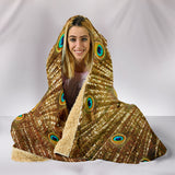 Golden Luxury Peacock Premium Hooded Blanket