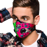 Tattoo Studio Design In Neon Green & Pink Vibes Premium Protection Face Mask