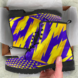 Racing Style Purple & Yellow Vibes Leather Boots