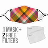Tartan Design in Super Fresh Orange & Pink Colors Protection Face Mask
