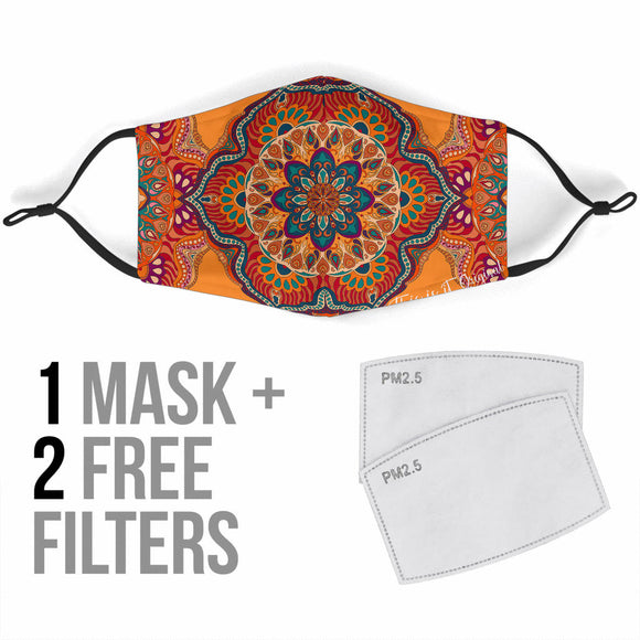 Orange Mandala Vibes Protection Face Mask