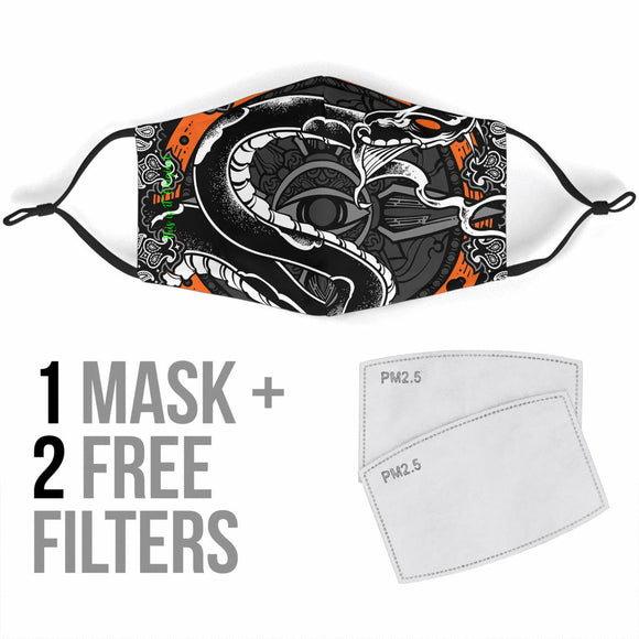 Bandana Style With King Cobra Design Protection Face Mask