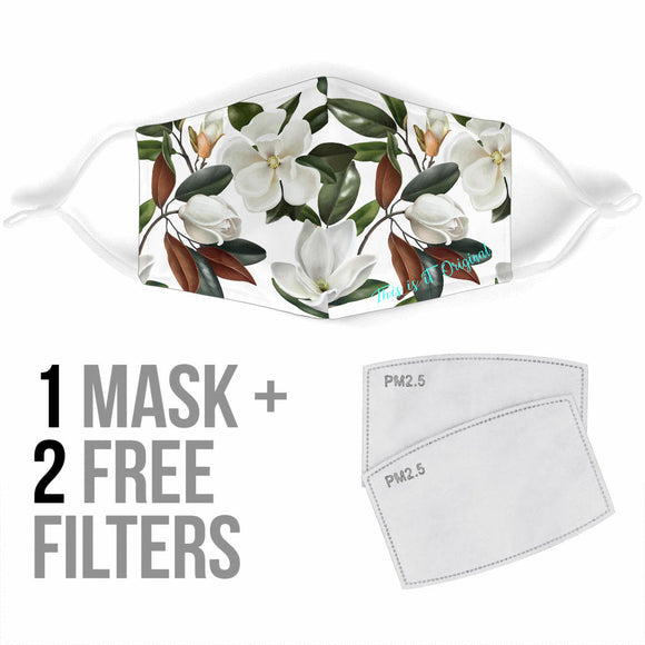 White Flowers Art Two Protection Face Mask