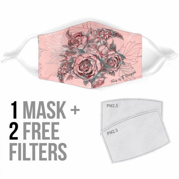 Lovely Retro Pink Peony Flowers Art Design Protection Face Mask