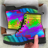 Be free not cheap - Rainbow Design Art with Neon Splash Leather Boots