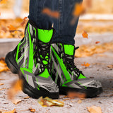 Racing Style Funky Green & Grey Vibes Chunky Boots