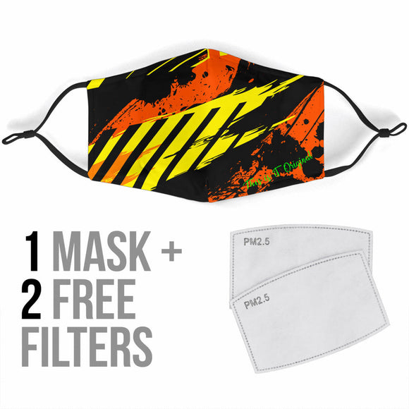 Racing Style Orange & Yellow Stripes Two Protection Face Mask