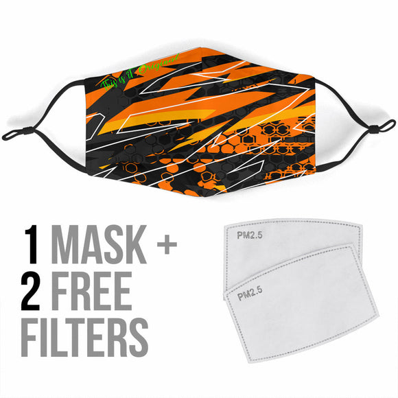 Racing Style Black & Orange 2 Protection Face Mask