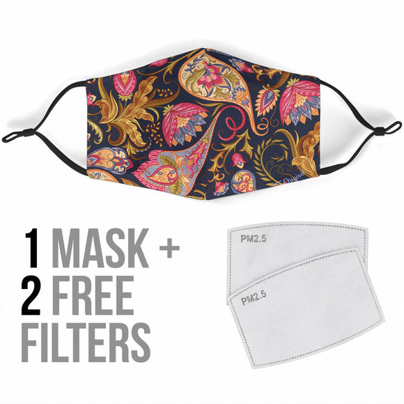 Bestseller Dark Blue & Pink Paisley Pattern Protection Face Mask