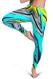 Racing Style Ocean Blue & Yellow & Grey Colorful Vibe Women's Leggings