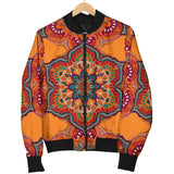 Orange Taste Style Mandala Women's Bomber Jacket