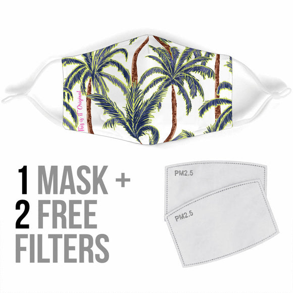 White Design With Palm Tree Protection Face Mask